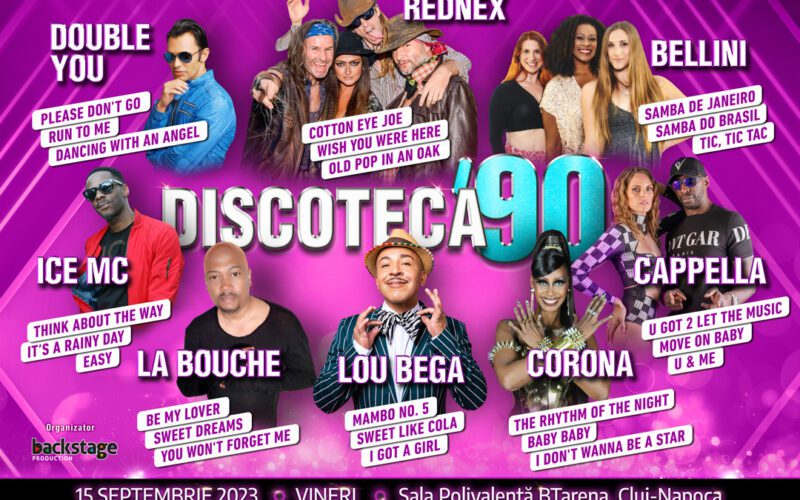 Lou Bega, La Bouche, Corona, Ice MC, Capella, Double You, Rednex și Bellini vor concerta la prima ediție a evenimentului Discoteca '90