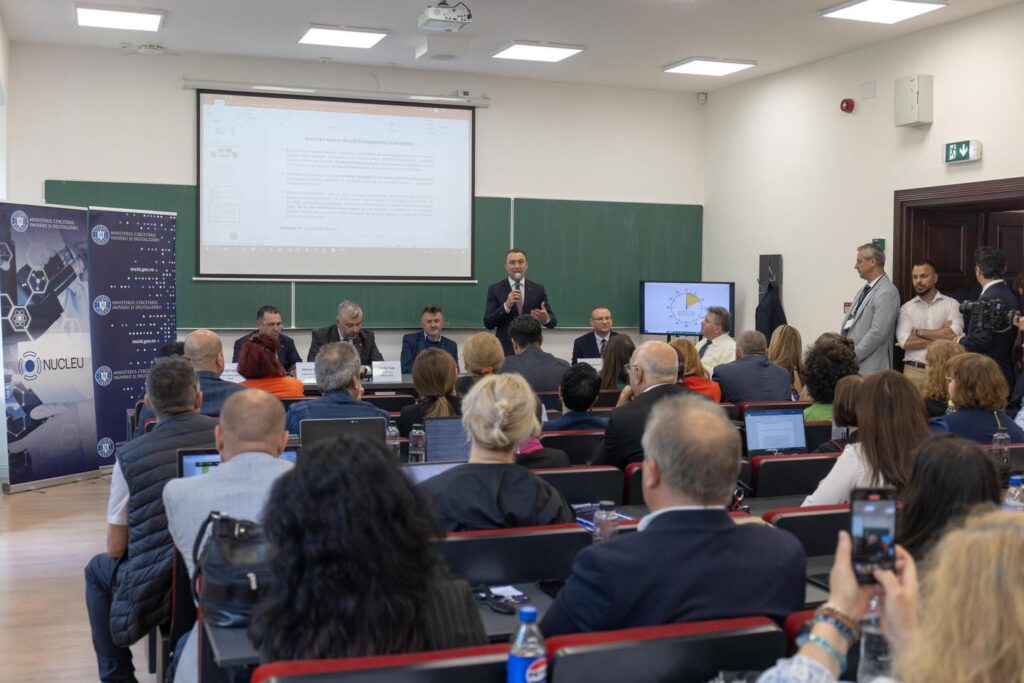 Prezentarea programului Nucleu a fost organizată de MCID în parteneriat cu Institutul Național de Cercetare-Dezvoltare pentru Fizică și Inginerie Nucleară Horia Hulubei și Universitatea Tehnică Cluj-Napoca (UTCN) – Extensia Bistrița.