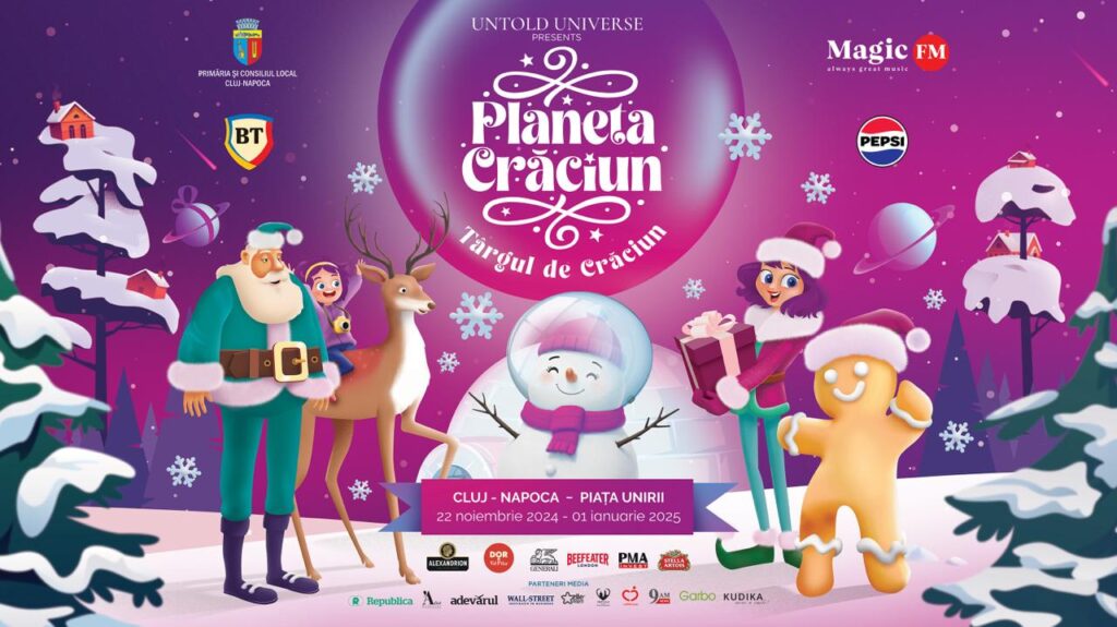 "Planeta Crăciun" își așteaptă oaspeții în Piața Unirii din Cluj-Napoca în 22 noiembrie, iar ,,West Side Christmas Market” dă startul sărbătorilor în capitală pe 28 noiembrie.