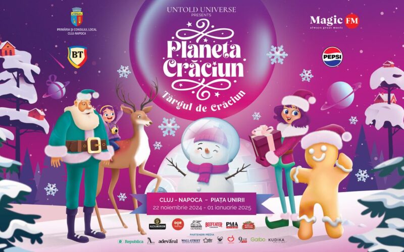 "Planeta Crăciun" își așteaptă oaspeții în Piața Unirii din Cluj-Napoca în 22 noiembrie, iar ,,West Side Christmas Market” dă startul sărbătorilor în capitală pe 28 noiembrie.