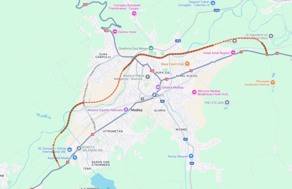 Centura Mediaș are șase ofertanți. Aceștia sunt Construcții Erbașu București; Strabag; PORR Construct; Dimex 2000 Company (Bistrița Năsăud) - lider, OPR Asfalt, OBRAS Publicas y Regadios, Cornell’s Floor; Eurocerad International București (lider), Mithras Build, Bitumina, Bulgaria EOOD, Hydrostoy – Gott Strasse; Precon Transilvania (Bihor) - lider, Automagistral Pivden, Prenis”, a precizat Marton Kodok, membru al Asociației Pro Infrastructură (API).