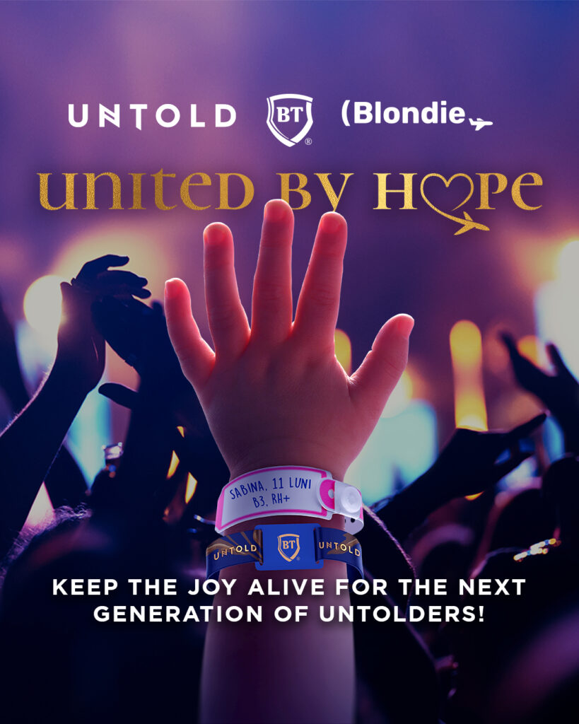 Unul dintre cele mai mari festivaluri de muzică din lume, Untold, și BT, lider în domeniul bancar din România, vor sprijini Asociația Blondie în acoperirea costurilor pentru zborurile medicale esențiale ale copiilor grav bolnavi.